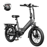 Electric Bike Yoloway F10 250W Motor 36V12.5AH Battery 20*3.0 Inch Tires Disc Brakes - Black